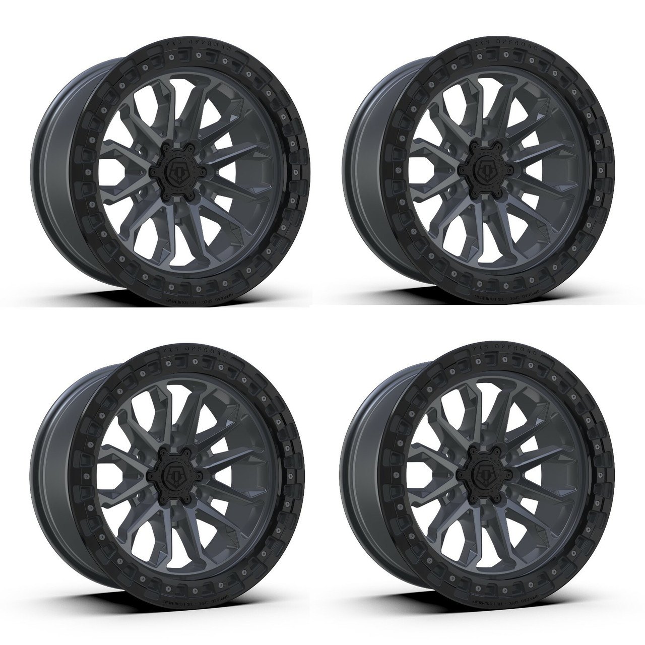 Set 4 17" TIS 556AB Satin Anthracite w/ Black Ring 17x9 Wheels 6x5.5 Rims 25mm