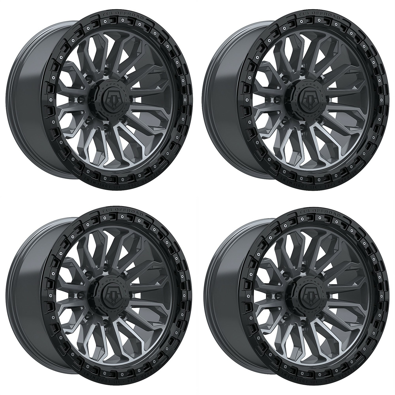 Set 4 20" TIS 556AB Satin Anthracite Black Ring 20x10 8x6.5 -20mm Lifted Wheels