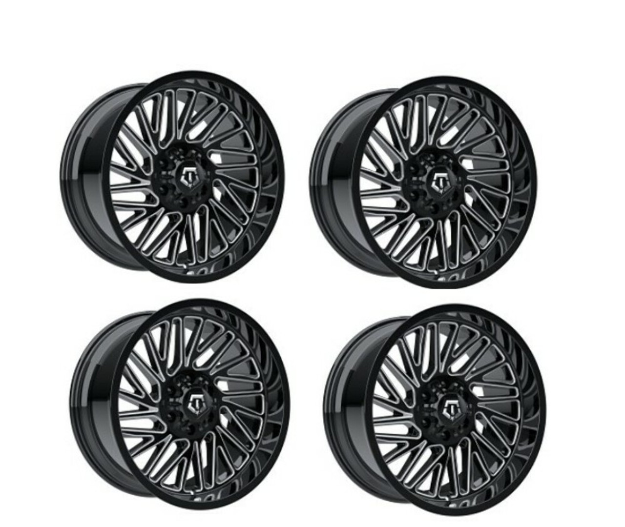Set 4 22" TIS 553BM Gloss Black Milled 22x10 Wheels 6x5.5 6x135 -12mm Truck Rims