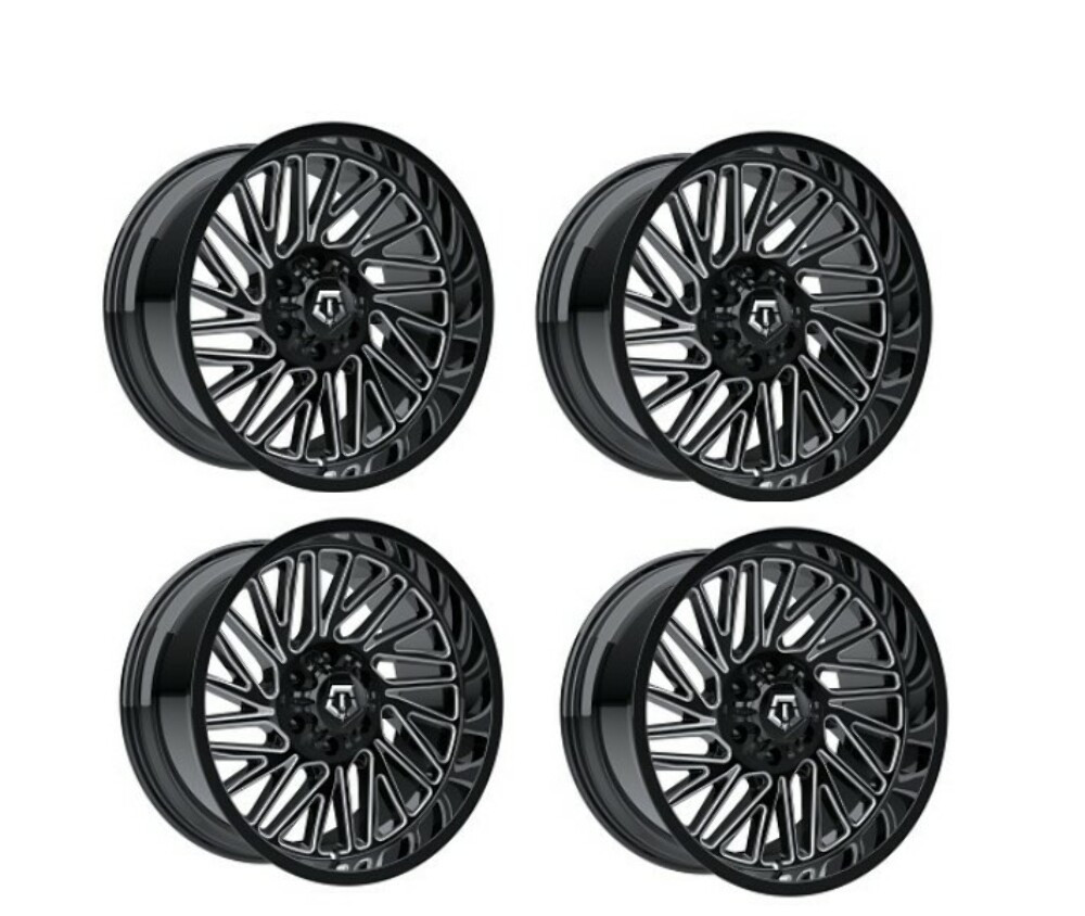 Set 4 20" TIS 553BM Gloss Black Milled 20x10 Wheels 8x170 -12mm Lifted For Ford