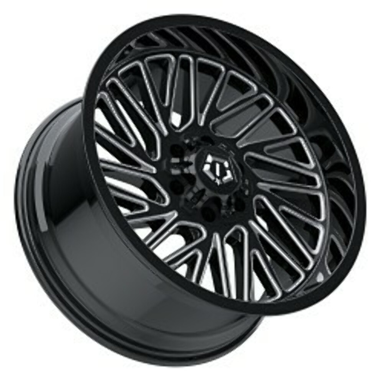 20" TIS 553BM Gloss Black Milled 20x10 Wheel 8x180 -12mm Lifted For Chevy GMC