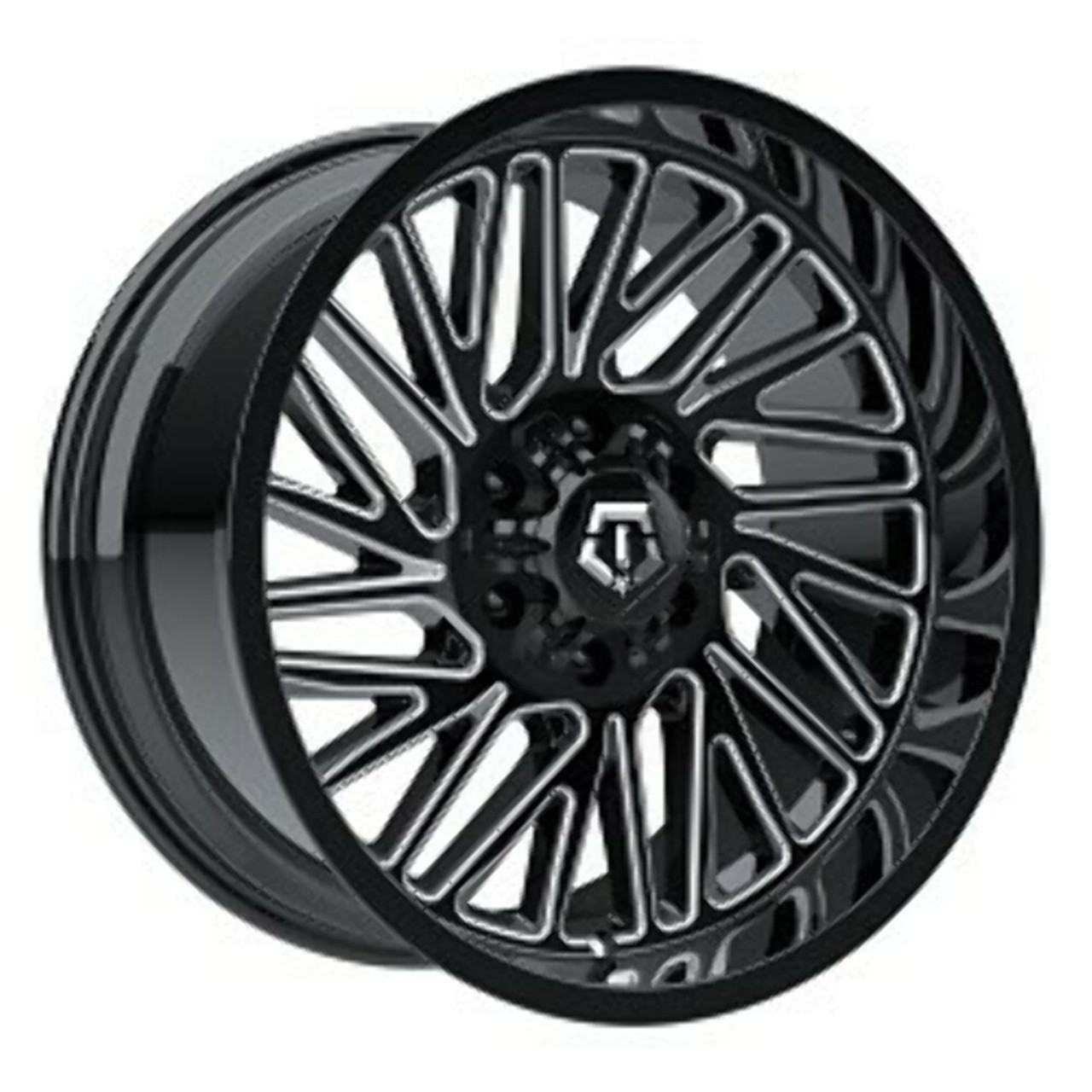 20" TIS 553BM Gloss Black Milled 20x10 5x5 5x5.5 -12mm Lifted For Jeep Dodge Ram