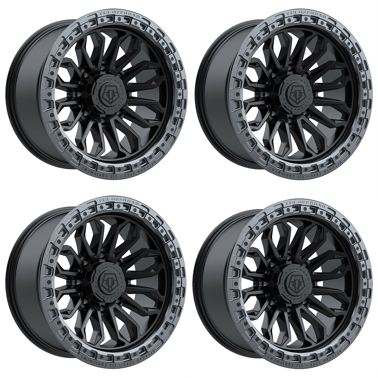 Set 4 20" TIS 556BA Satin Black Anthracite Ring 20x10 Wheels 8x6.5 -20mm Rims