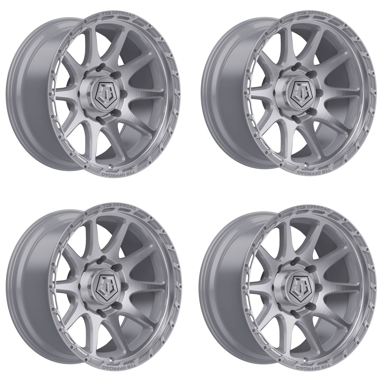 Set 4 20" TIS 563BS Silver & Brushed Machined Face 20x10 Wheels 8x180 -24mm Rims