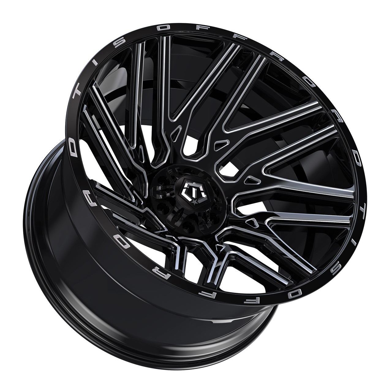 Set 4 22" TIS 554BM Gloss Black Milled 22x12 Wheels 6x135 6x5.5 -44mm Lifted Rim