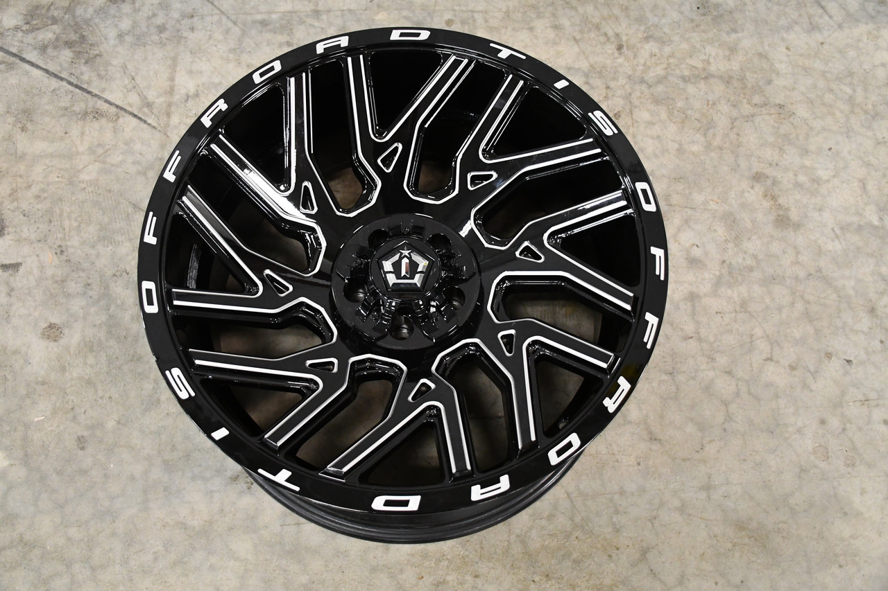 Set 4 22" TIS 554BM Gloss Black Milled 22x12 Wheels 6x135 6x5.5 -44mm Lifted Rim