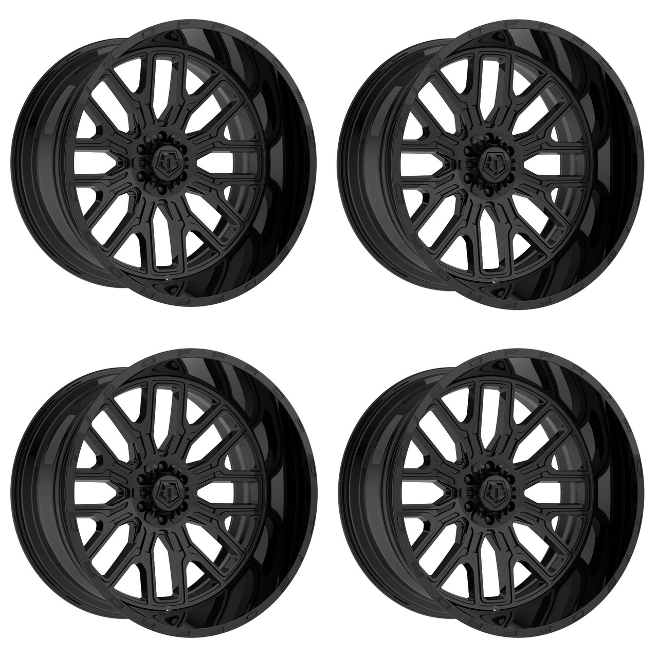 Set 4 22" TIS 560B Gloss Black 22x12 Wheels 6x135 6x5.5 -44mm Lifted Truck Rims