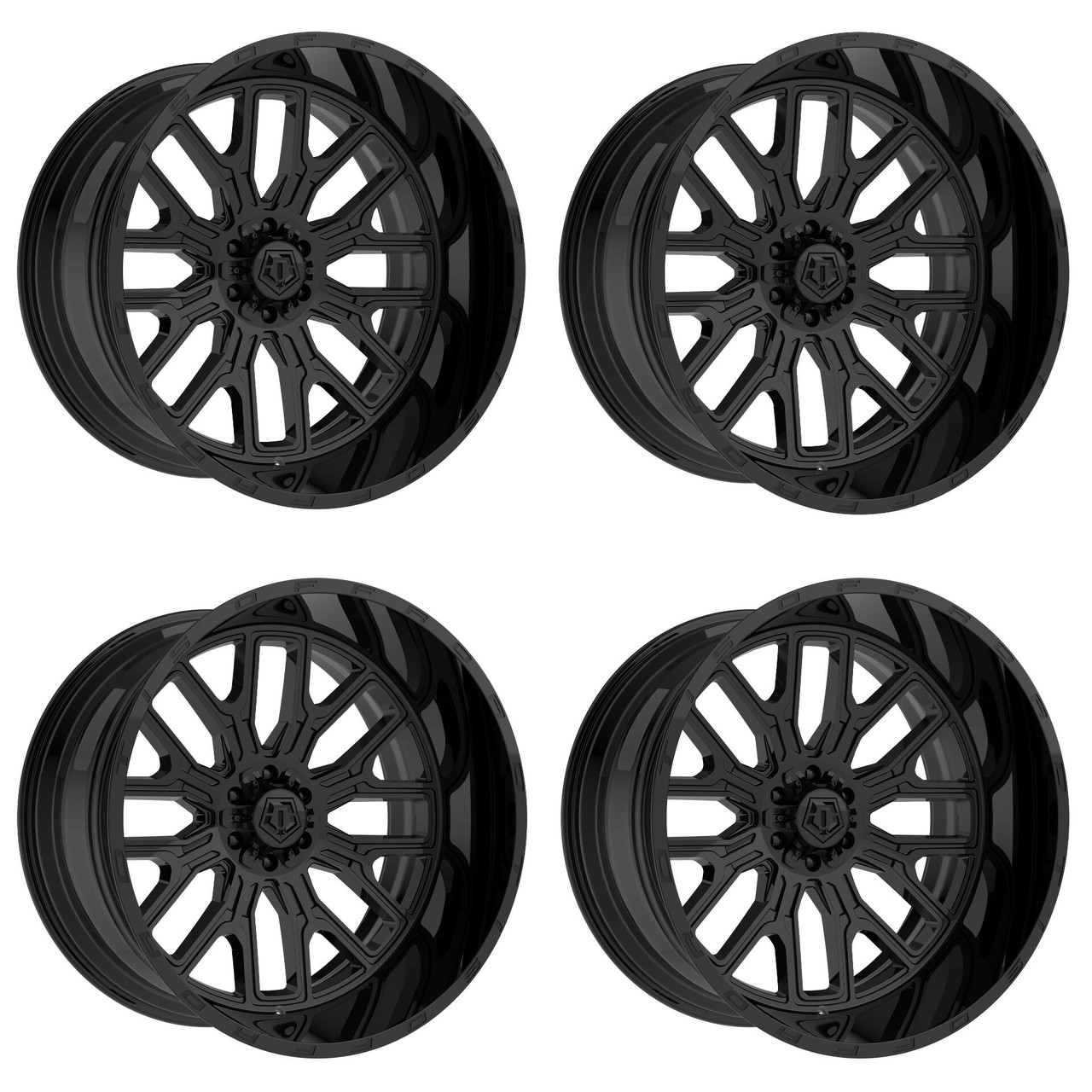 Set 4 24" TIS 560B Gloss Black 24x14 Wheels 8x170 -76mm Lifted For Ford Rims