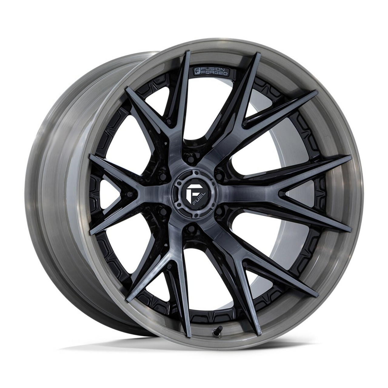 Set 4 Fuel FC402 Catalyst 20x10 6x135 Gloss Black Brushed Gray Wheels 20" -18mm