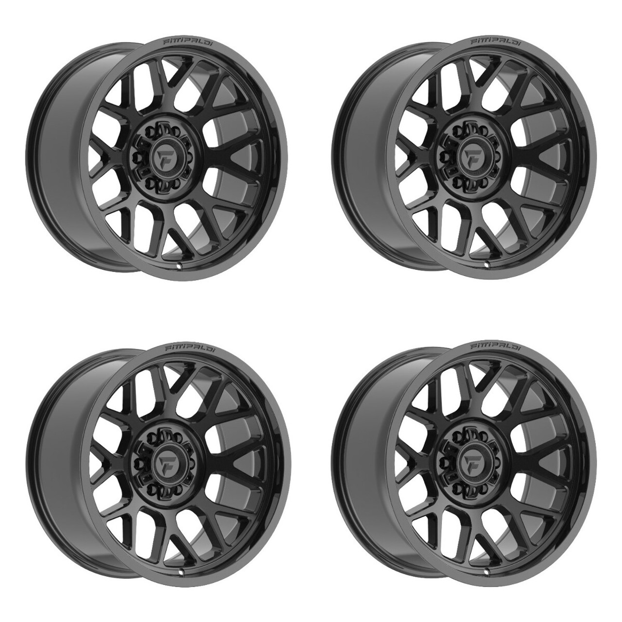 Set 4 18" Fittipaldi Wheels FA17B 18x9 Gloss Black 6x135 6x5.5 18mm Truck Rims
