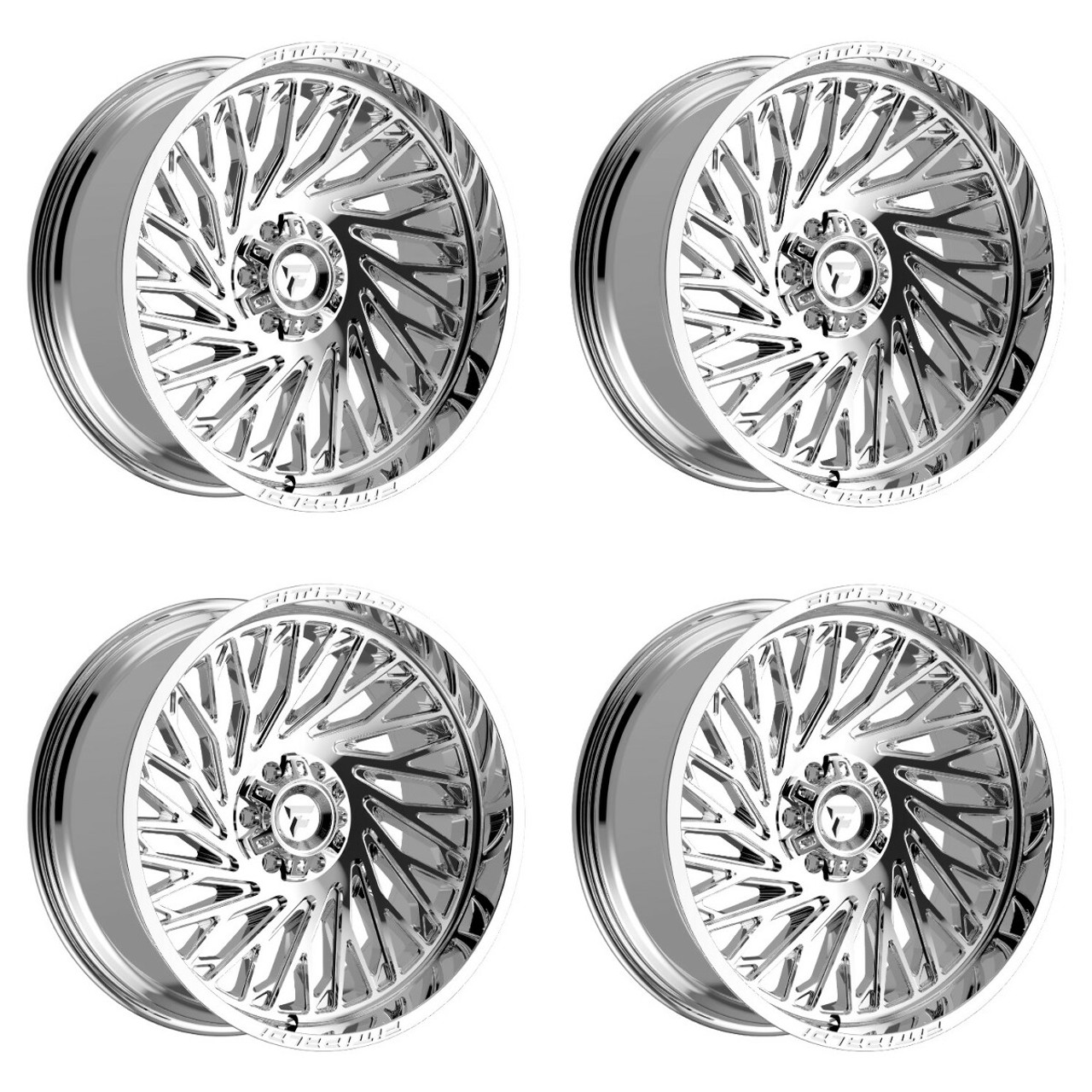 Set 4 22" Fittipaldi Wheels FA15MC 22x10 Mirror Coat 8x170 -19mm For Ford Rims