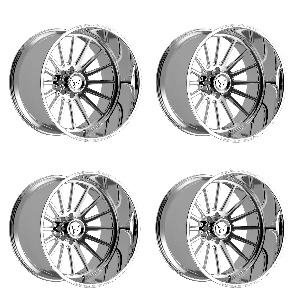 Set 4 24" Fittipaldi Wheels FTF504P 24x10 Polished 4x156 -25mm Forged Truck Rims