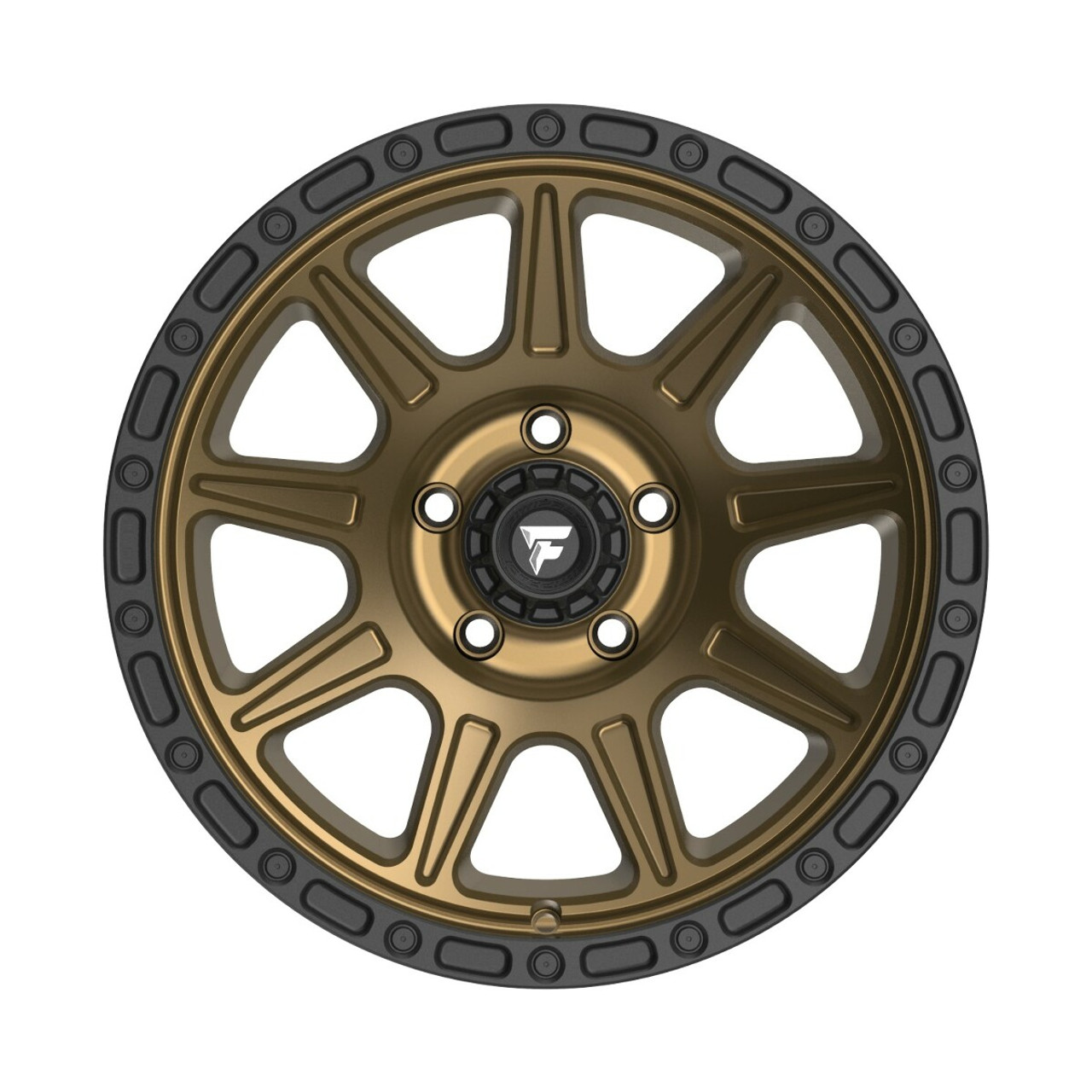 Set 4 20" Fittipaldi Wheels FT104ZB 20x9 Satin Bronze Black Lip 6x5.5 18mm Rims