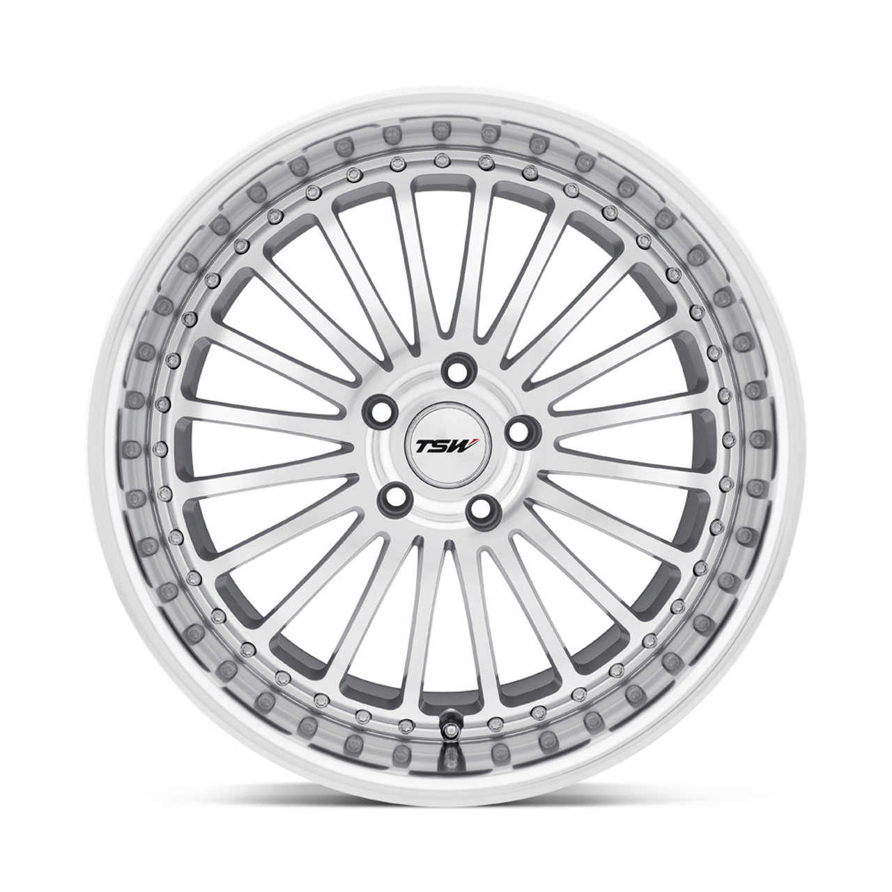 TSW Silverstone 22x9 5x120 Silver W/ Mirror Cut Face & Lip Wheel 22" 35mm Rim