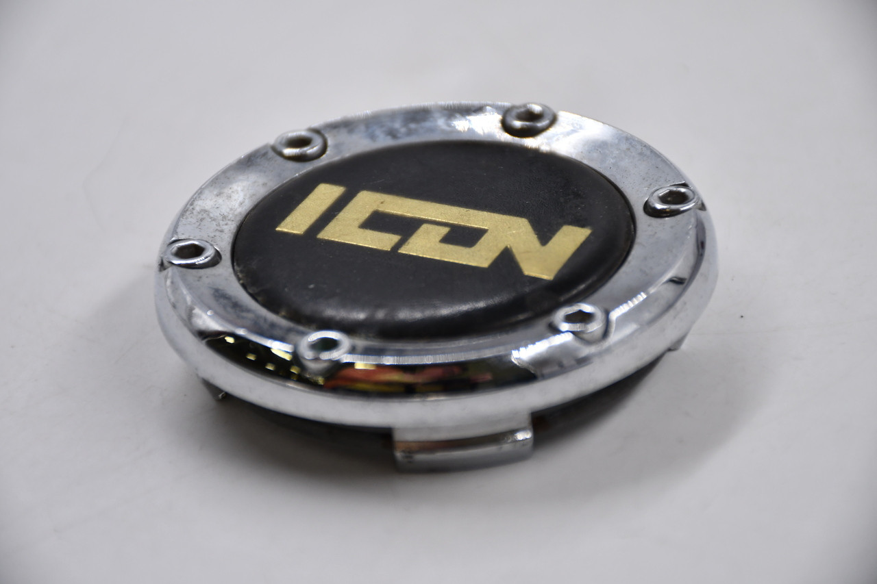 Icon Chrome w/Black&Gold Logo Wheel Center Cap Hub Cap MK-004(ICON) 2.51"