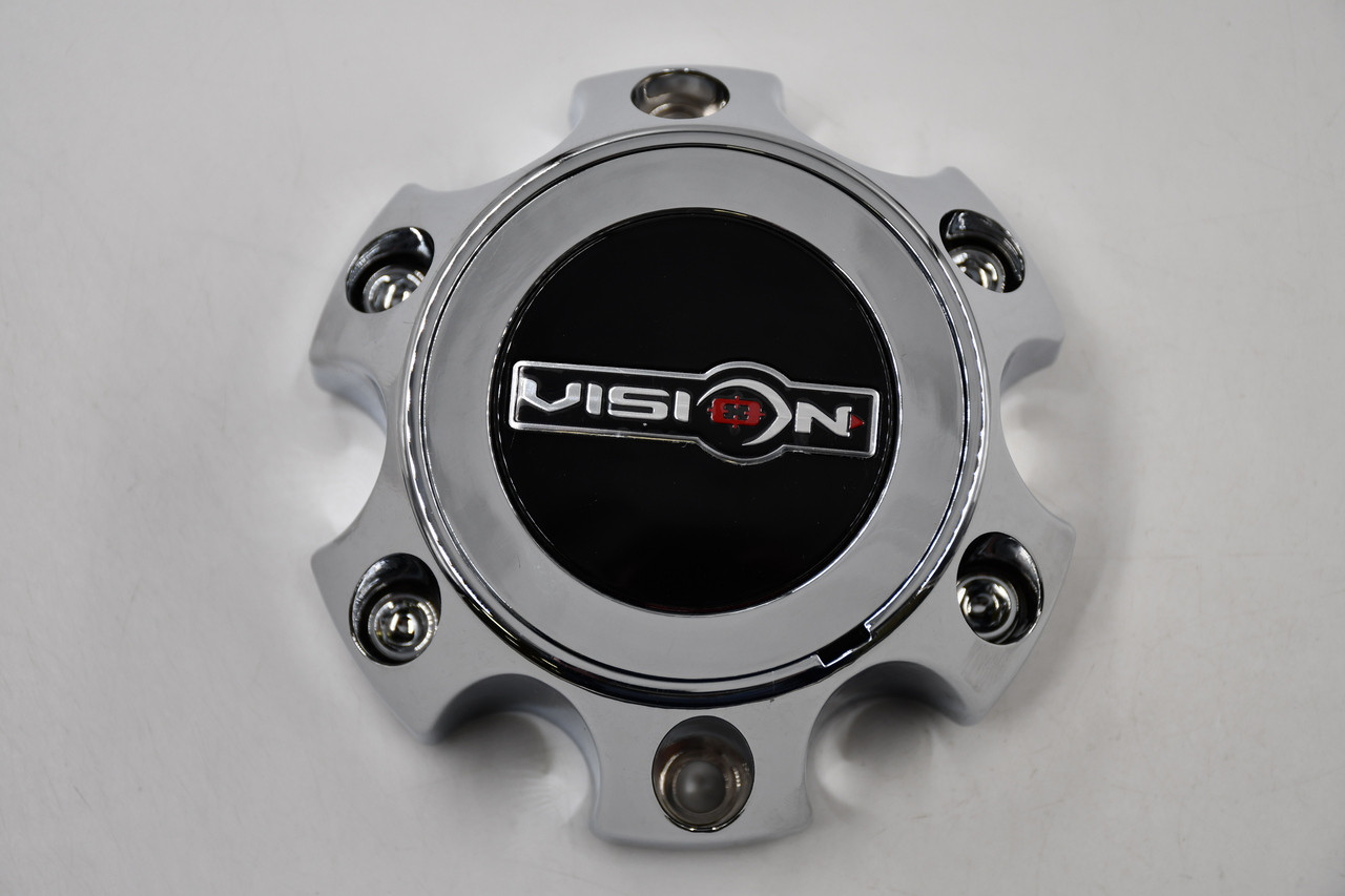 Vision Wheels Chrome w/Black,Red,Chrome Logo Wheel Center Cap Hub Cap C392-6C/VIS 5.375" Vision 392 Brutal 6 Lug