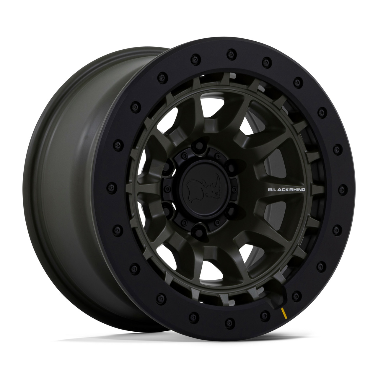 Set 4 Black Rhino BR016 Tusk 17x8.5 Olive Drab Green 5x5 17" -10mm Lifted Wheels