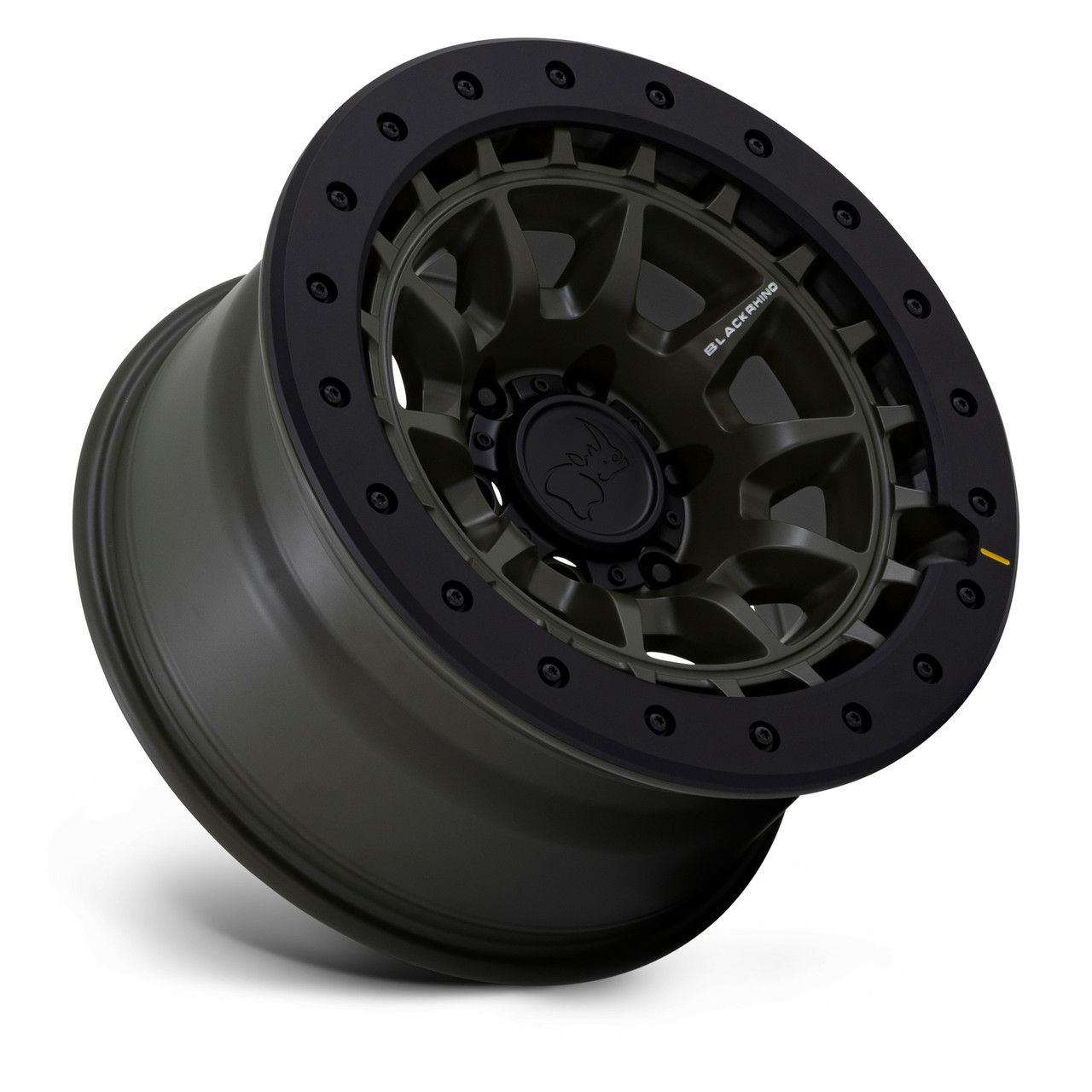 Set 4 Black Rhino BR016 Tusk 17x8.5 Olive Drab Green 5x5 17" -10mm Lifted Wheels