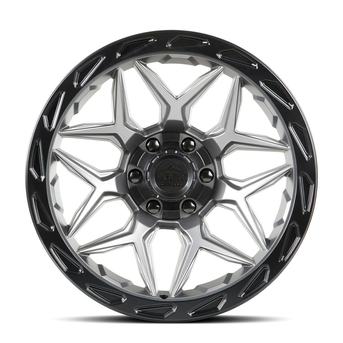 Set 4 17" Lock Offroad Matrix Grey Matte Black Ring 17x9 Wheels 6x135 6x5.5 0mm