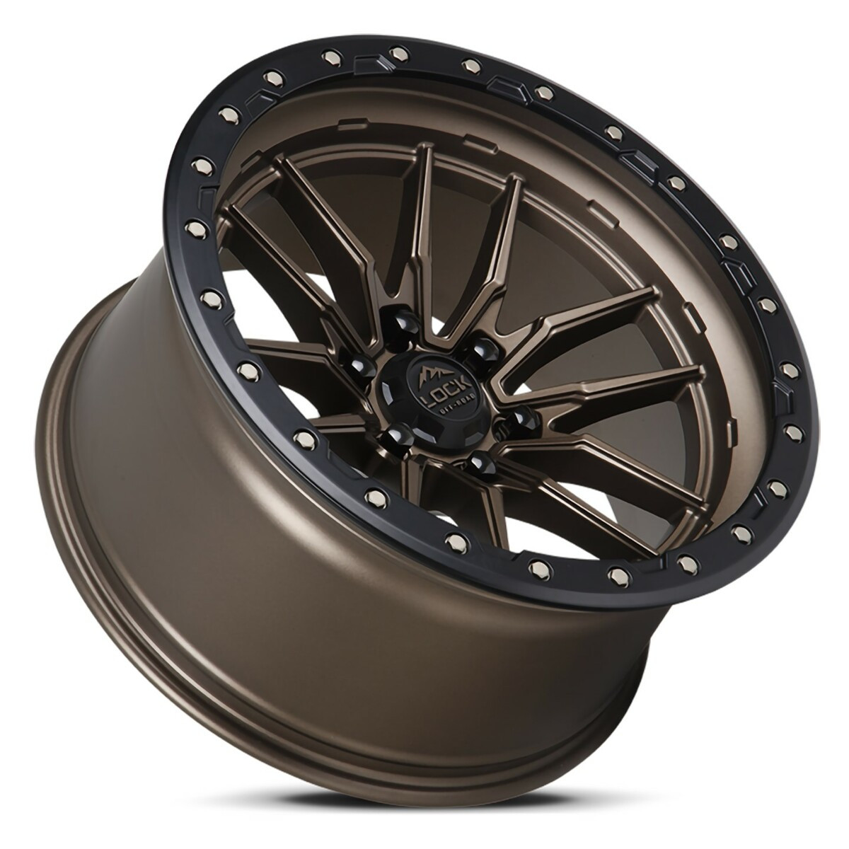 Set 4 20" Lock Offroad Krawler Matte Bronze Matte Black Ring 20x9 6x135 0mm Rims