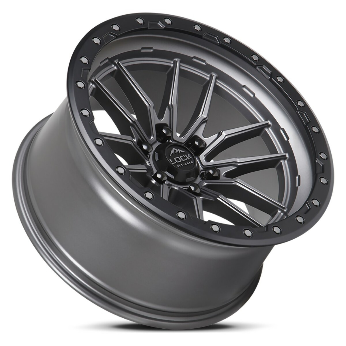 18" Lock Offroad Krawler Matte Grey Matte Black Ring 18x9 Wheel 5x5 -12mm Rim