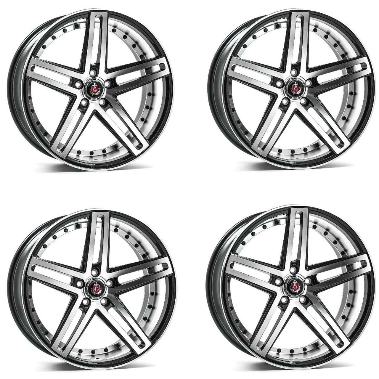 Set 4 22" Axe Wheels EX20 Black Polished Face 22x9 Wheels 5x5 20mm For Jeep Rims