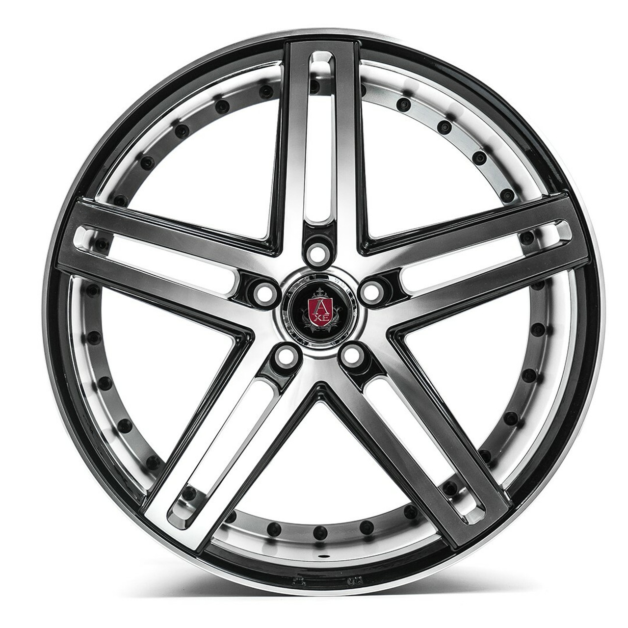 Set 4 22" Axe Wheels EX20 Black Polished Face 22x9 Wheels 5x120 20mm Rims