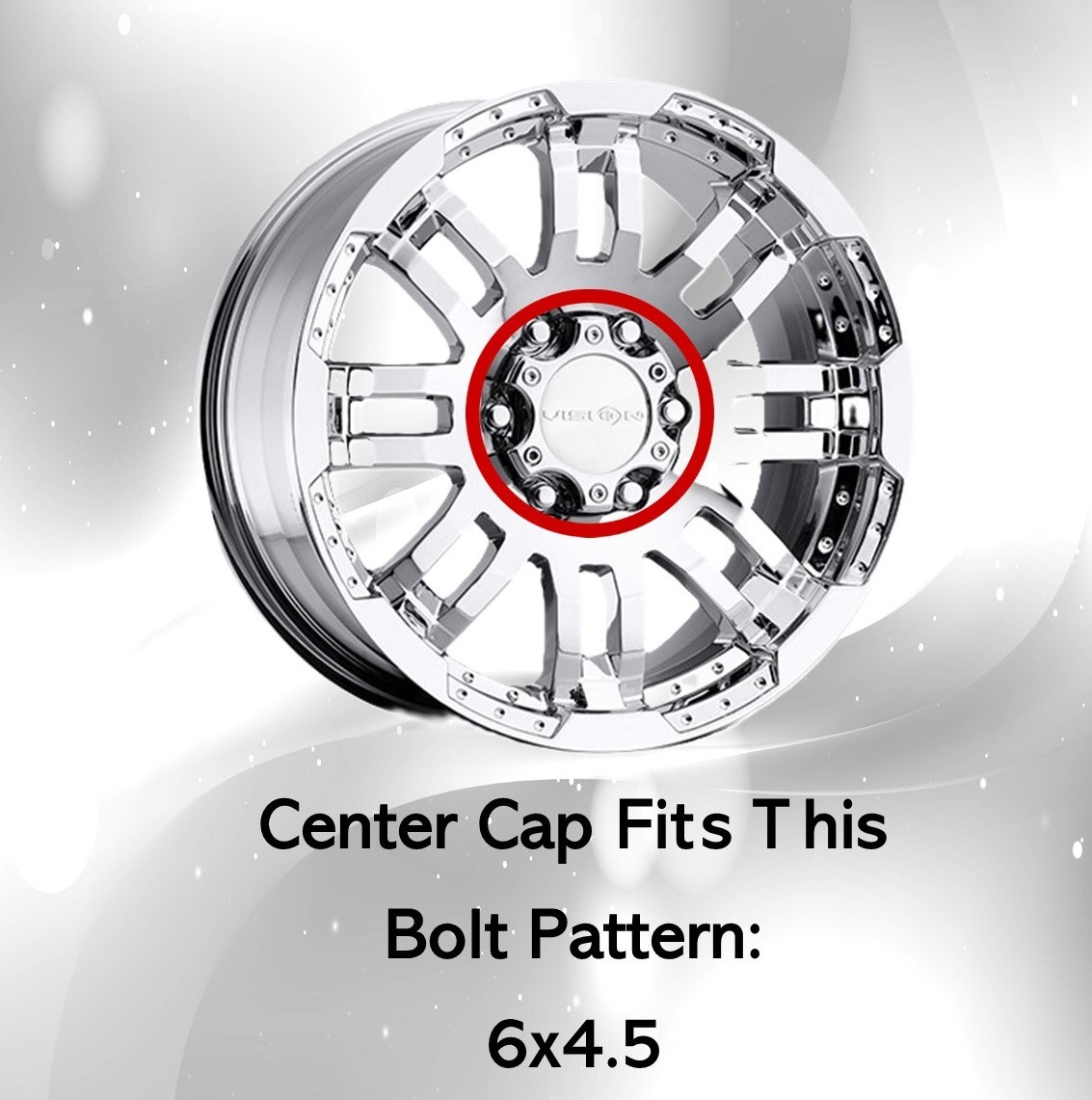 Vision 375 Warrior 6x4.5 Wheels Chrome Wheel Center Cap Hub Cap C375-6C86 6 Lug