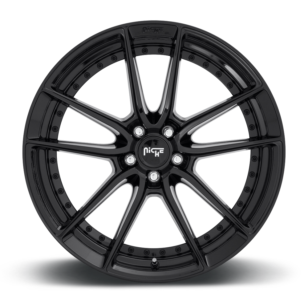 Set 4 Niche M223 DFS 20x10.5 5x115 Gloss Black Wheels 20" 20mm Rims