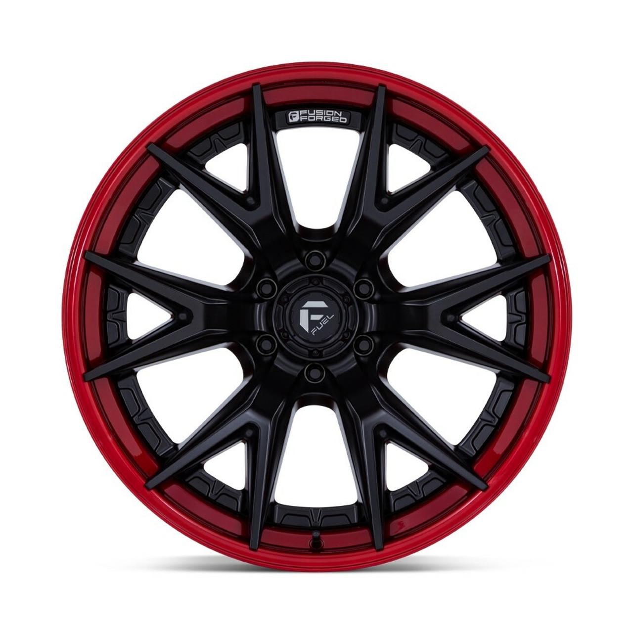 Fuel FC402 Catalyst 24x12 6x5.5 Matte Black Candy Red Lip 24" -44mm Lifted Wheel