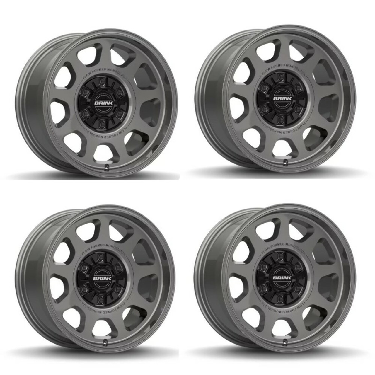 Set 4 17" Brink Wheels B303 Alpine Titanium 17x8.5 Flow Formed 6x5.5 6x135 0mm