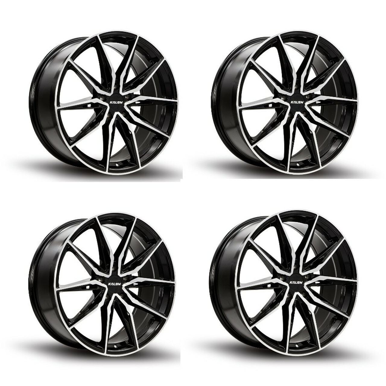 Set 4 20" Kalon Wheels Cypher 102 Black Machined Face 20x8.5 Wheels 5x120 35mm