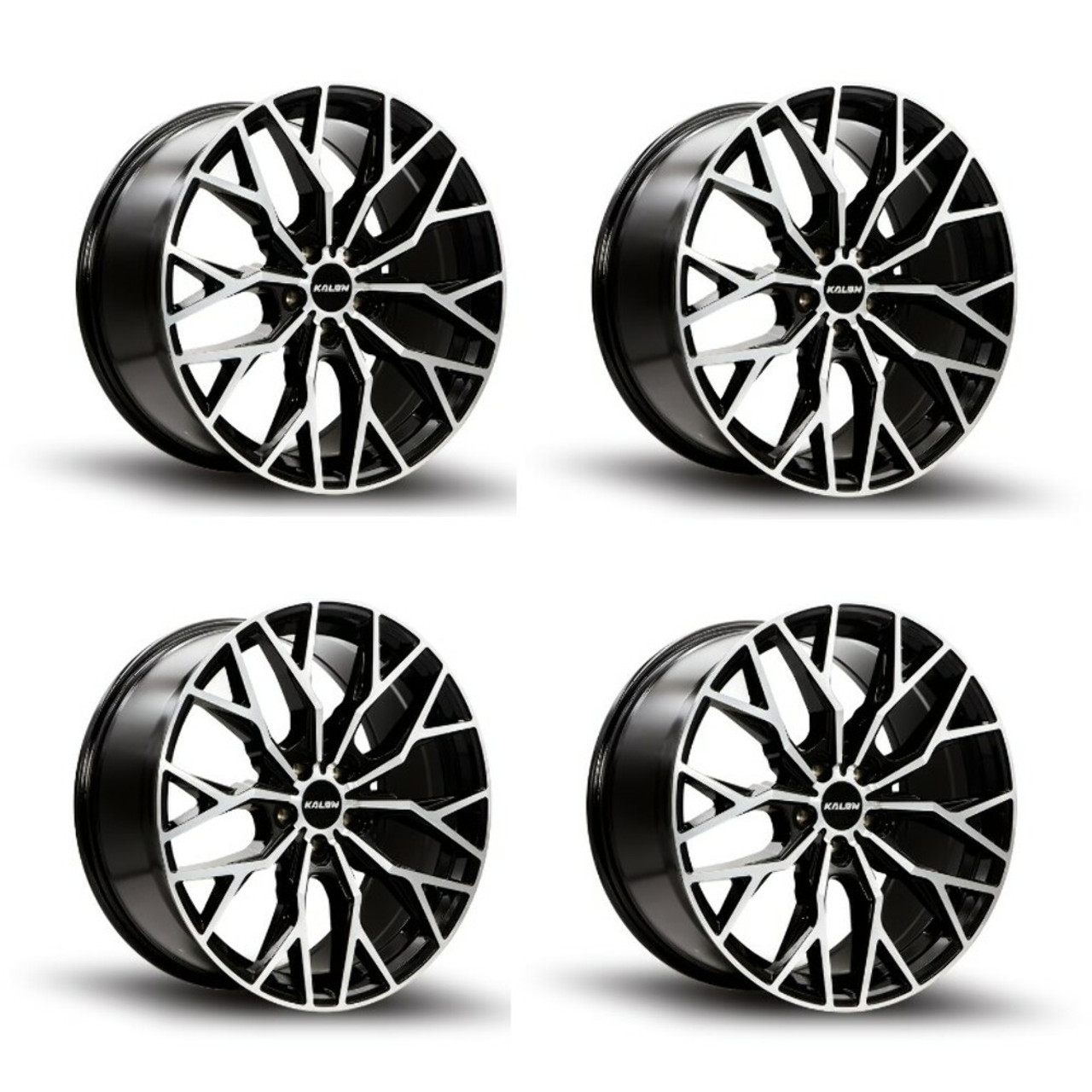 Set 4 18" Kalon Wheels Inferno 103 Black Machined Face 18x8 Wheels 5x120 38mm
