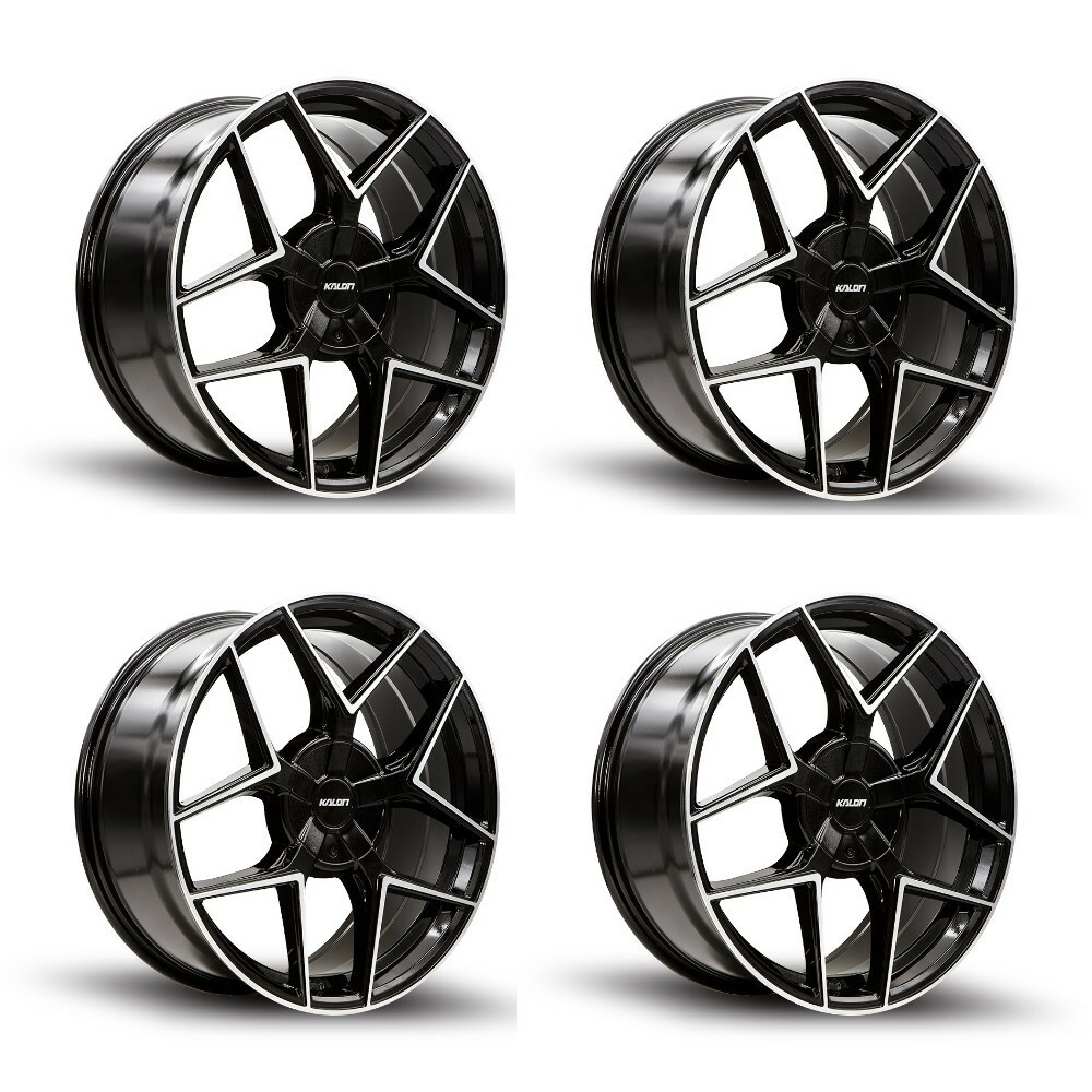 Set 4 20" Kalon Wheels Falcon 201 Black Machined Face 20x8.5 5x110 5x4.5 38mm