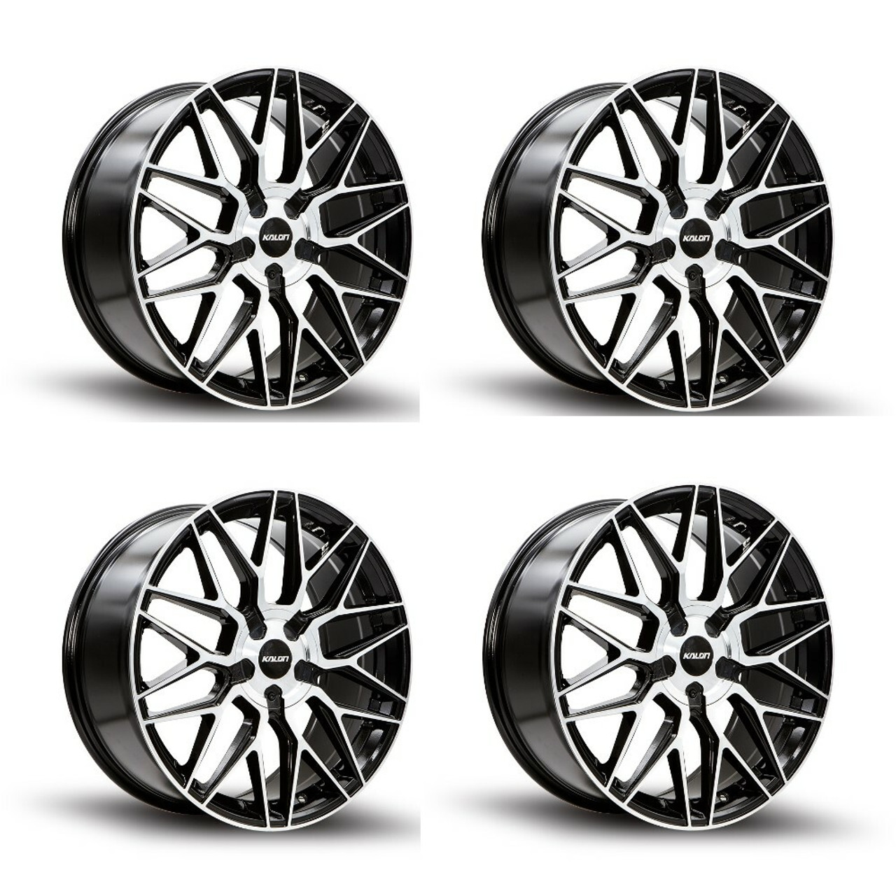 Set 4 16" Kalon Wheels Blitz 203 Black Machined Face 16x7 5x100 5x4.5 42mm Rims