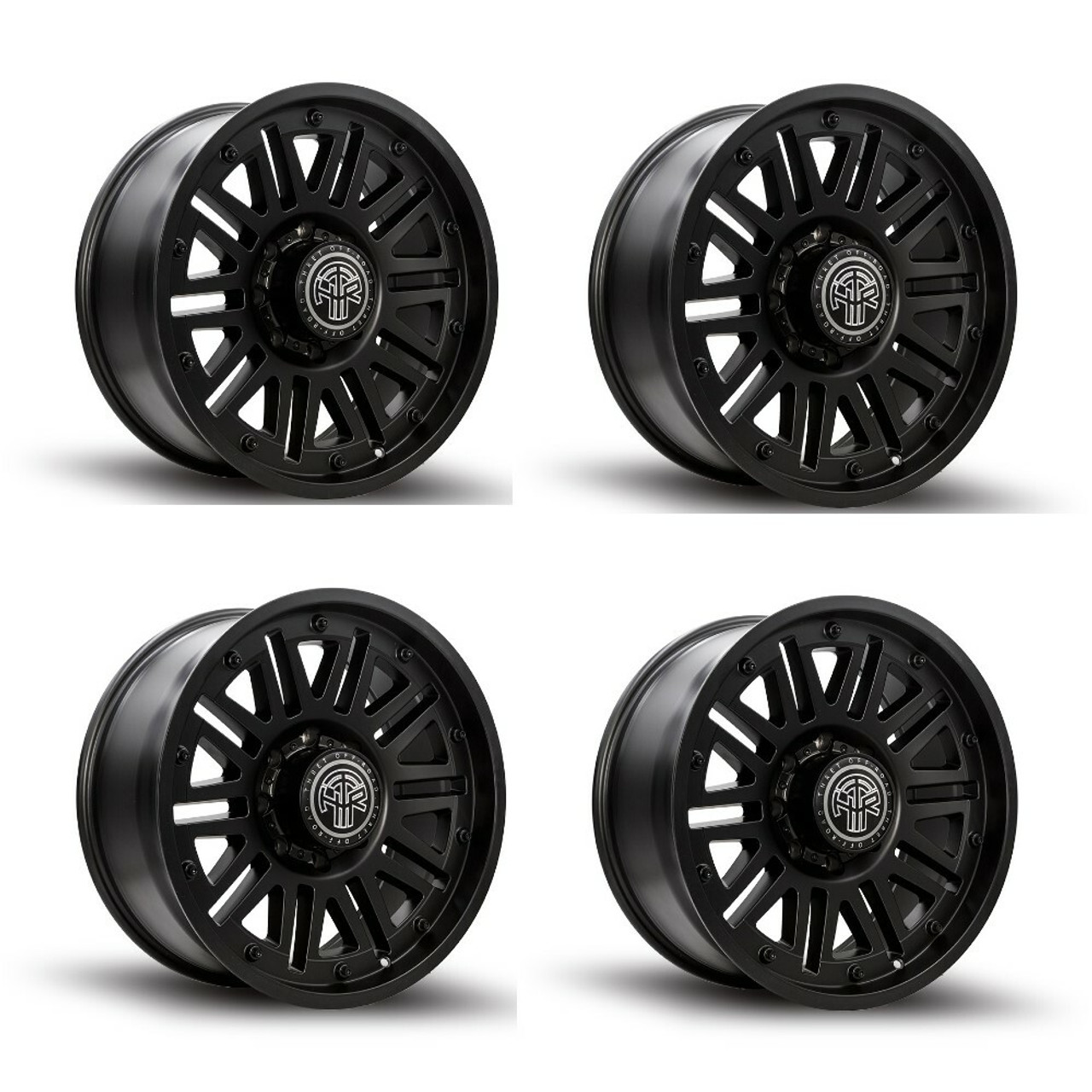 Set 4 18" Thret Offroad Storm 701 Satin Black 18x9 Wheels 5x5 -12mm Lifted Rims