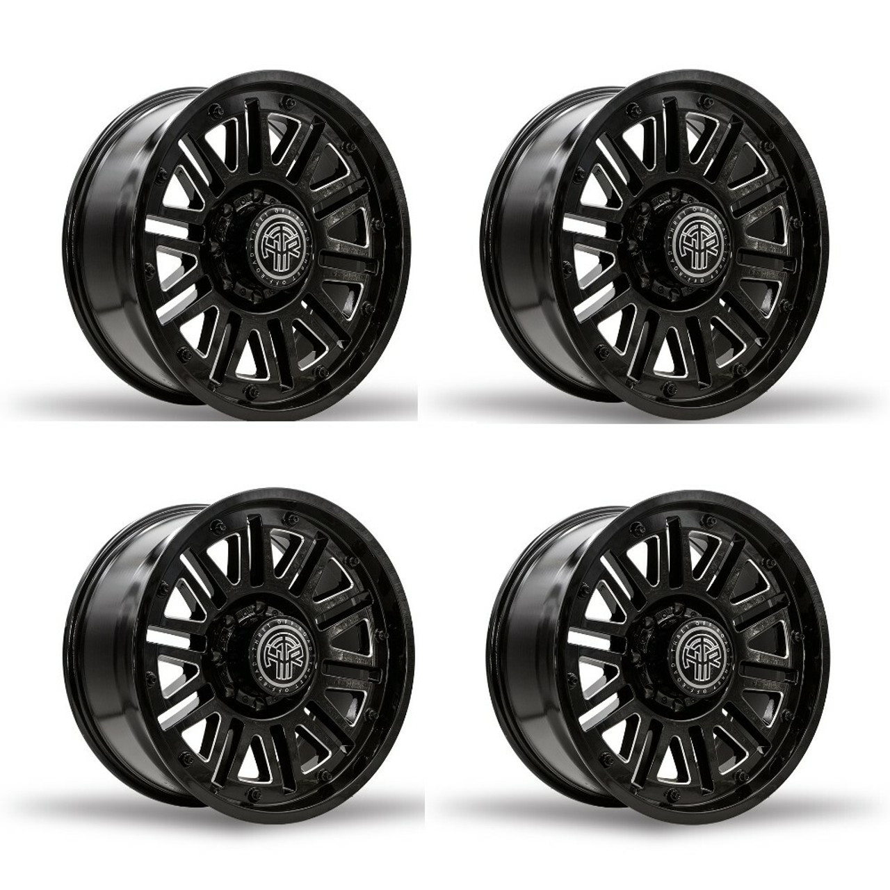 Set 4 20" Thret Offroad Storm 701 Gloss Black Milled 20x9 Wheels 6x5.5 0mm Rims