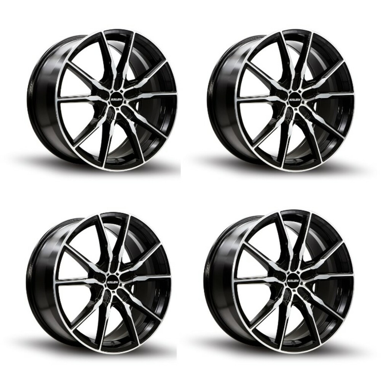 Set 4 20" Kalon Wheels Pyro 202 Black Machined Face 20x8.5 5x112 5x120 38mm Rims