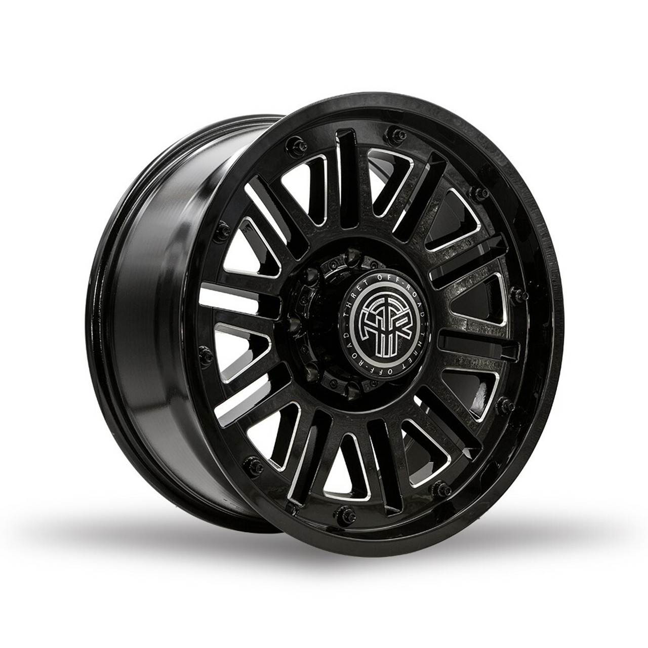 Set 4 17" Thret Offroad Storm 701 Gloss Black Milled 17x9 Wheels 6x5.5 -12mm Rim