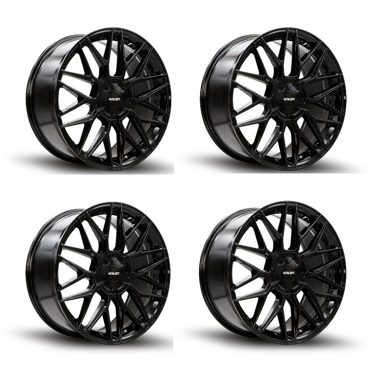 Set 4 20" Kalon Wheels Blitz 203 Gloss Black 20x8.5 Wheels 5x108 5x115 38mm Rims