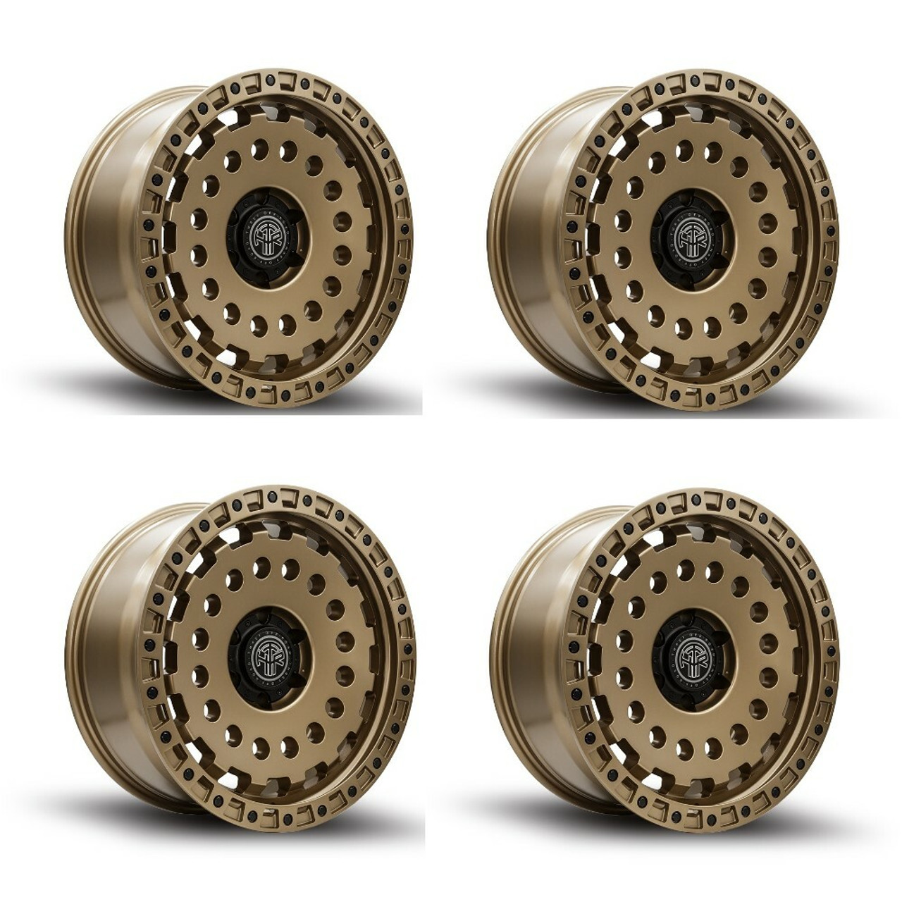 Set 4 17" Thret Offroad Firewall 702 Bronze 17x9 Wheels 8x6.5 -12mm Lifted Rims