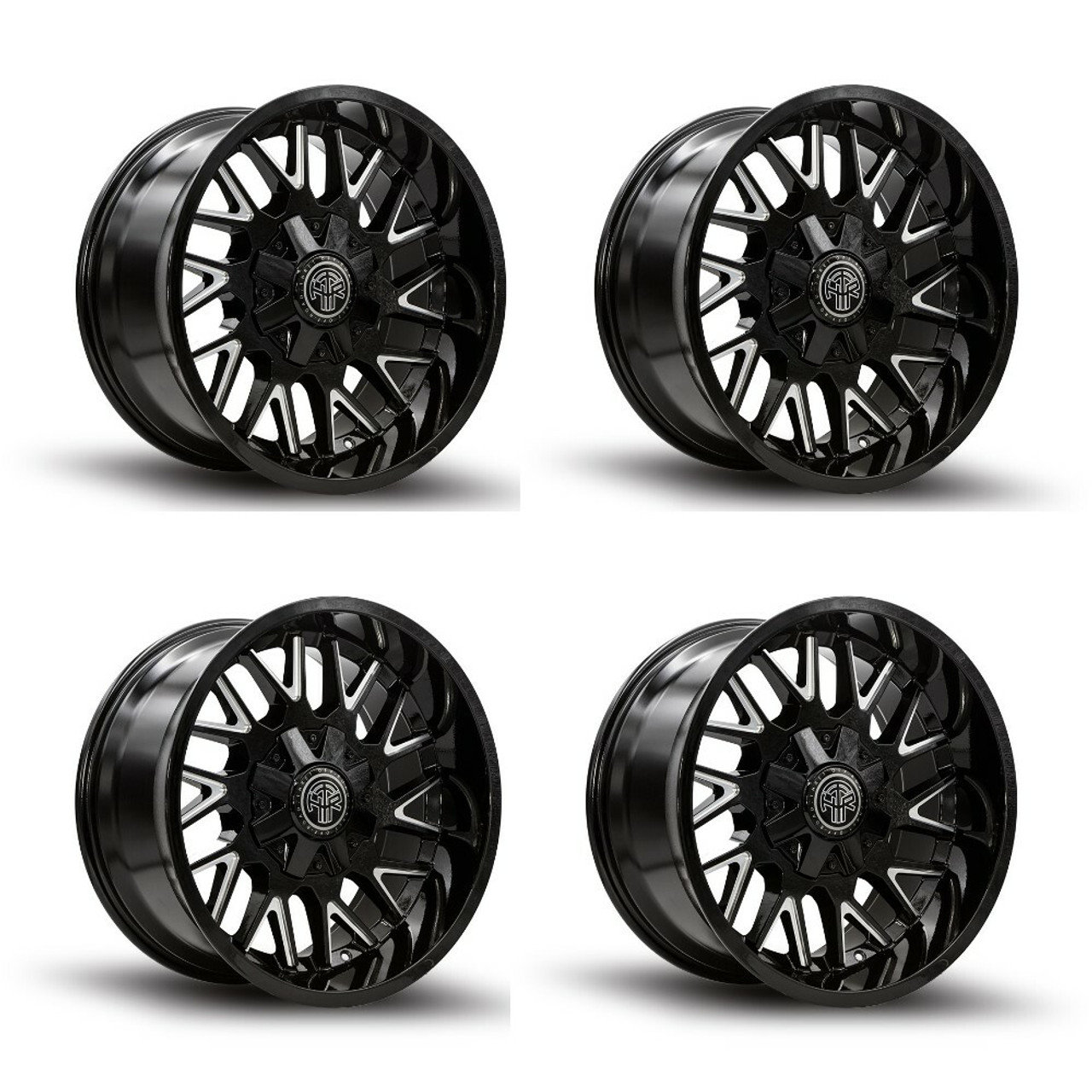 Set 4 20" Thret Offroad Revolver 803 Black Milled 20x10 Wheels 6x135 6x5.5 -21mm