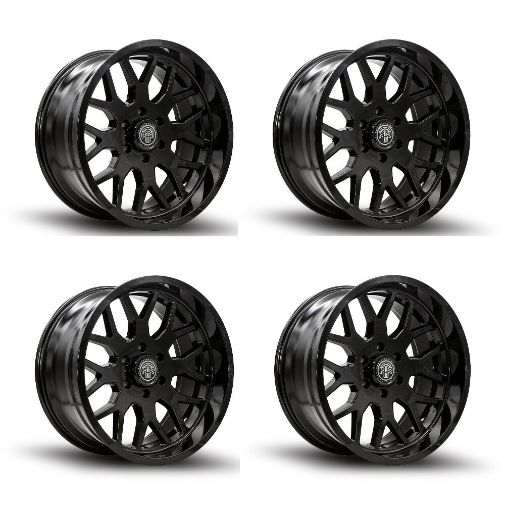 Set 4 22" Thret Offroad Monarch 901 Gloss Black 22x10 Wheels 6x5.5 -21mm Rims