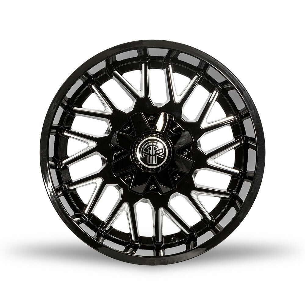 Set 4 20" Thret Offroad Revolver 803 Gloss Black Milled 20x9 5x5 5x5.5 0mm Rims