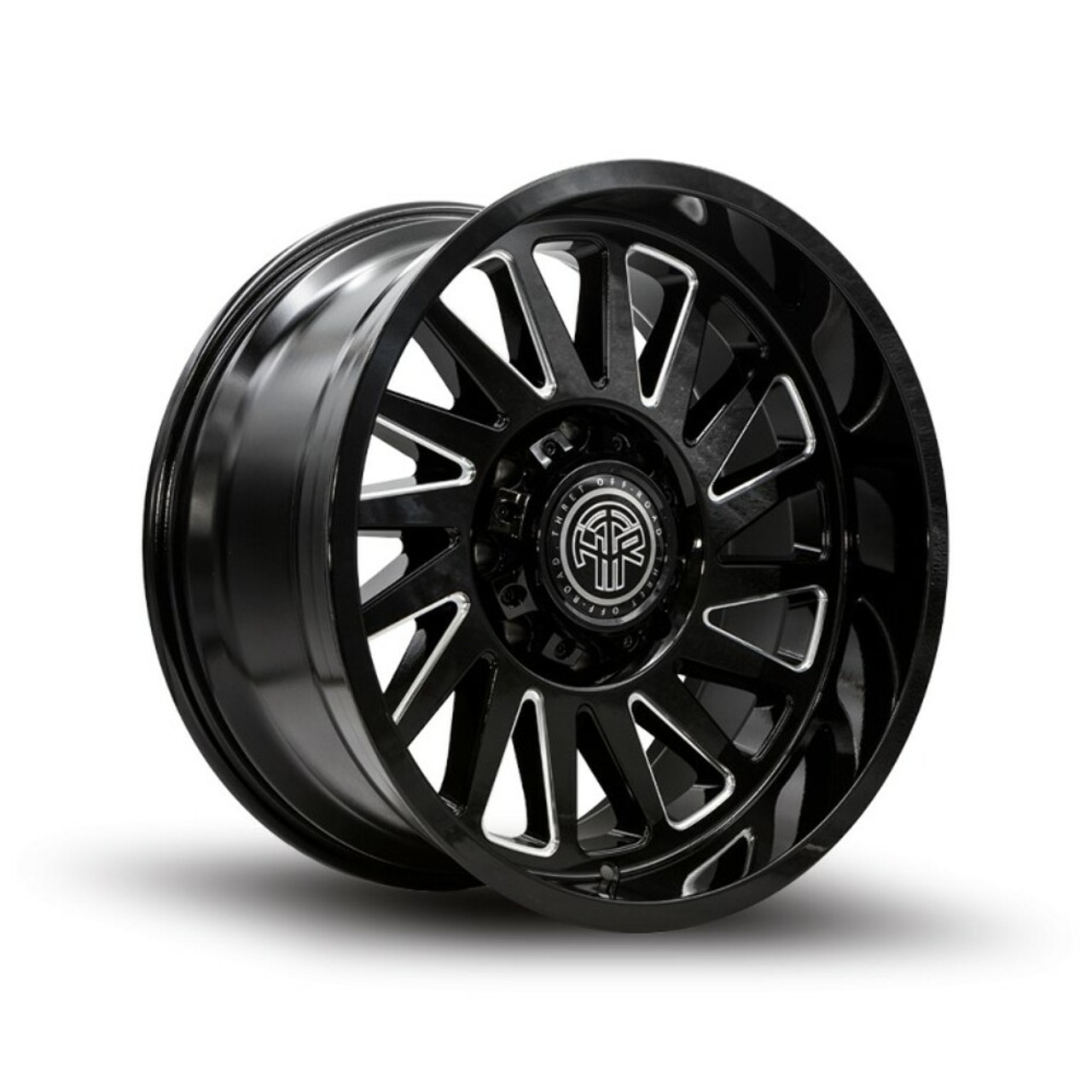 Set 4 20" Thret Offroad Omega 902 Gloss Black Milled 20x10 Wheels 5x5 -21mm Rims