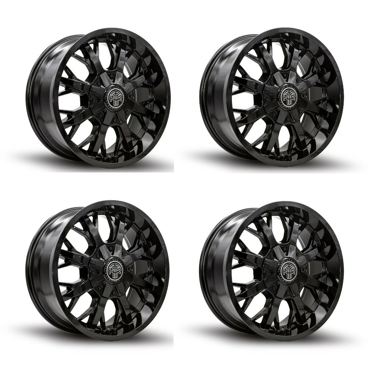 Set 4 20" Thret Offroad Vulcan 801 Gloss Black 20x9 Wheels 5x5 5x5.5 0mm Rims