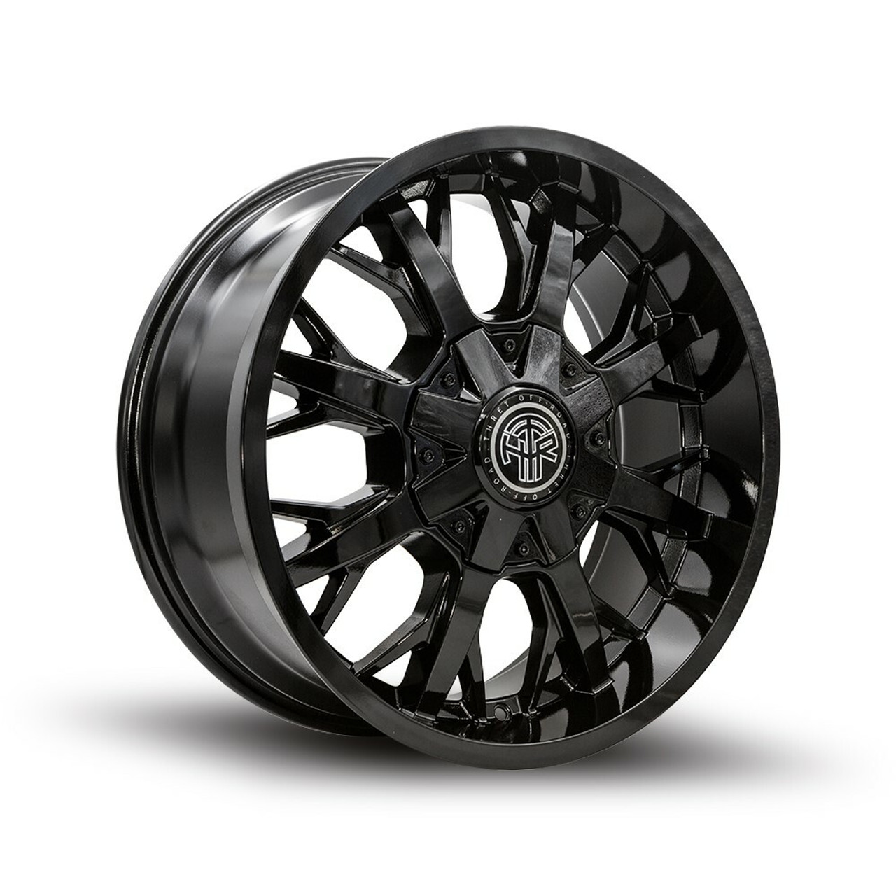 Set 4 20" Thret Offroad Vulcan 801 Gloss Black 20x9 Wheels 5x5 5x5.5 0mm Rims
