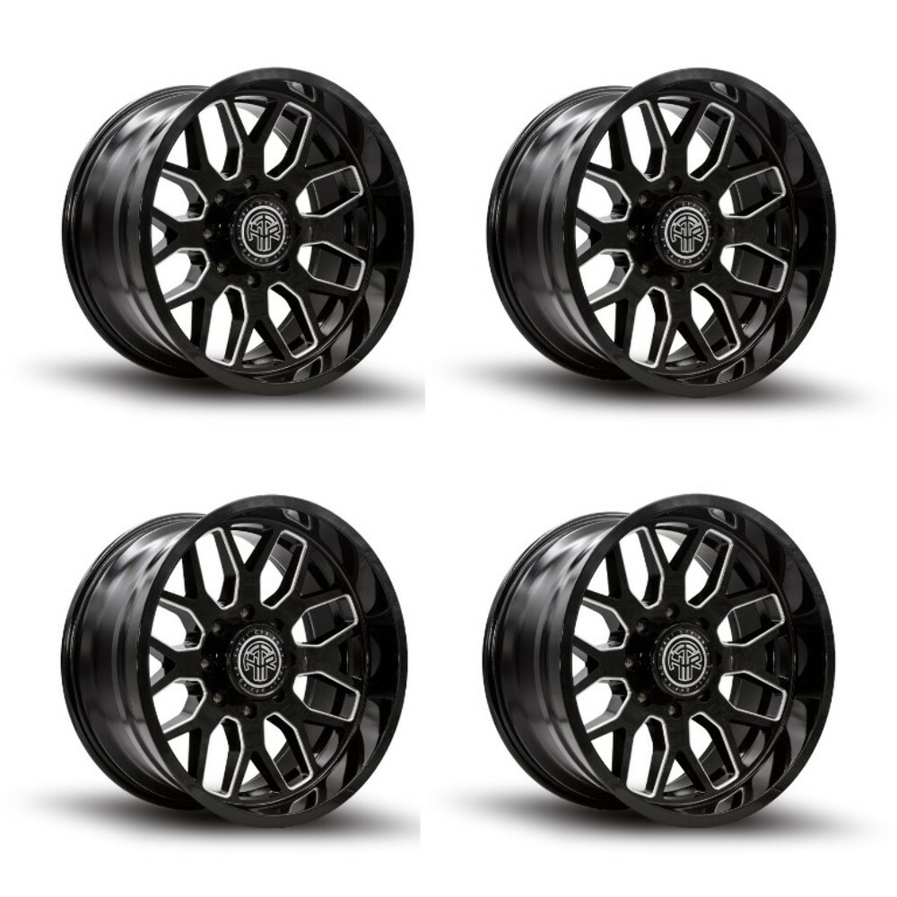 Set 4 20" Thret Offroad Monarch 901 Gloss Black Milled 20x10 Wheels 8x180 -21mm