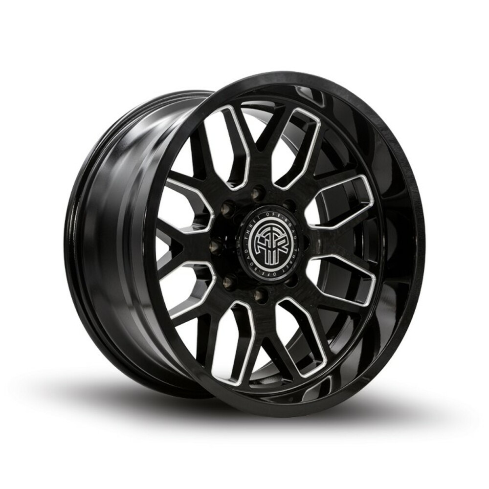 Set 4 20" Thret Offroad Monarch 901 Gloss Black Milled 20x10 Wheels 8x180 -21mm