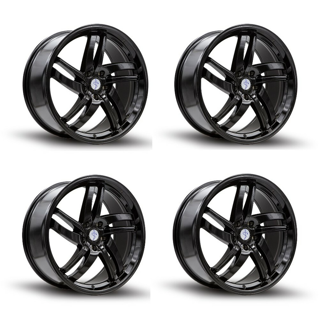Set 4 20" Sapphire Luxury Alloys SX01-01 Gloss Black 20x9 Wheels 5x120 35mm Rims
